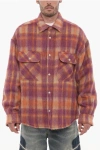 Palm Angels Brushed Wool Check Overshirt In Multi