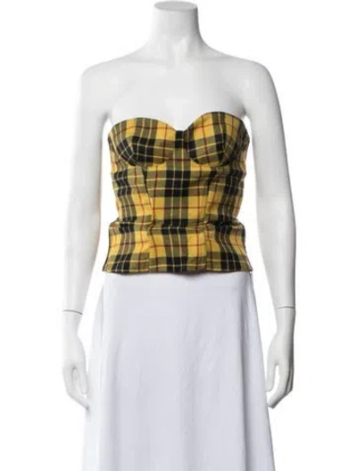 Pre-owned Palm Angels Virgin Wool Plaid Print Top In Multicolor