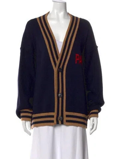 Pre-owned Palm Angels Virgin Wool Striped Sweater In Blue