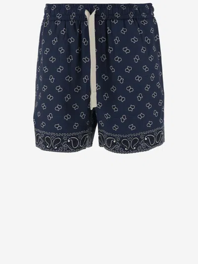 Palm Angels Viscose Short Trousers In Blue