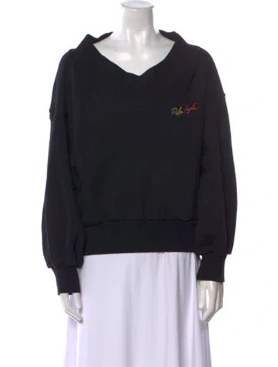 Pre-owned Palm Angels V-neck Long Sleeve Sweatshirt In Black