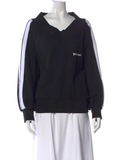 Pre-owned Palm Angels V-neck Long Sleeve Sweatshirt In Black