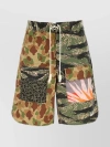 PALM ANGELS WAIST DRAWSTRING SHORTS WITH CAMOUFLAGE AND ANIMAL PRINT