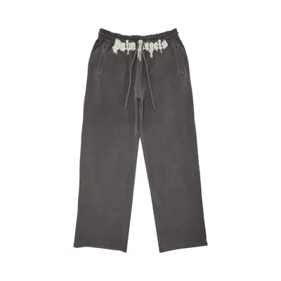 Pre-owned Palm Angels Waist Logo Sweatpants 'dark Grey/off White' | Men's Size Xl In Gray