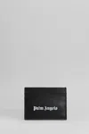 Palm Angels Gothic Leather Logo Cardholder With Tonal Stitching In Black