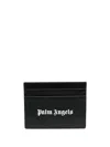 Palm Angels Gothic Leather Logo Cardholder With Tonal Stitching In 1001