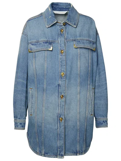 PALM ANGELS WASHED LOGO DENIM SHIRT JACKET