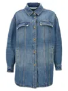 Palm Angels Distressed Logo Jacket Featuring Pockets In Blue
