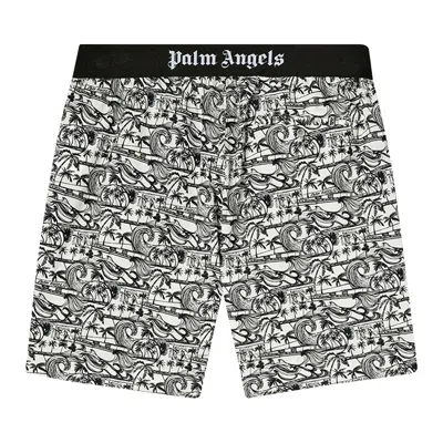 Pre-owned Palm Angels Waves Easy Shorts 'white/black' | Men's Size Xl