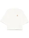 Palm Angels Whit Crop T-shirt With Iconic Teddy