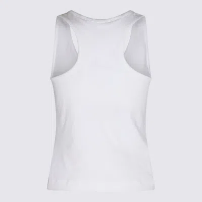 Palm Angels White And Black Cotton Tank Top