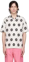 Palm Angels White & Black Printed Shirt In Butter Black