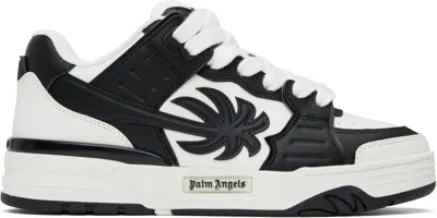 PALM ANGELS WHITE & BLACK VENICE LEATHER SNEAKERS