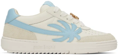 Palm Angels White & Blue Palm Beach University Sneakers In White Light Blue