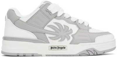 Palm Angels White & Gray Venice Leather Sneakers In White Grey