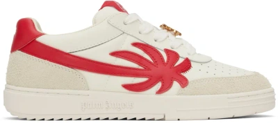 Palm Angels White & Red Palm Beach University Sneakers In White Red