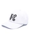 Palm Angels White Baseball Hat With Embroidered Monogram In White