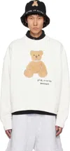 Palm Angels Cotton Crew Neck Sweatshirt With Teddy Bear Motif In White - Brown