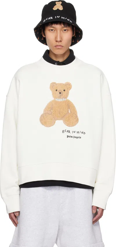 PALM ANGELS WHITE 'BEAR IN MIND' SWEATSHIRT