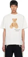 Palm Angels Bear In Mind Logo Printed T-shirt In Brown - Grey