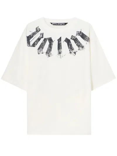 Palm Angels White Big Neck Logo Cotton T-shirt