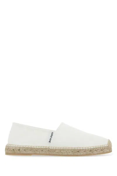 Palm Angels White Canvas Espadrilles In 0100