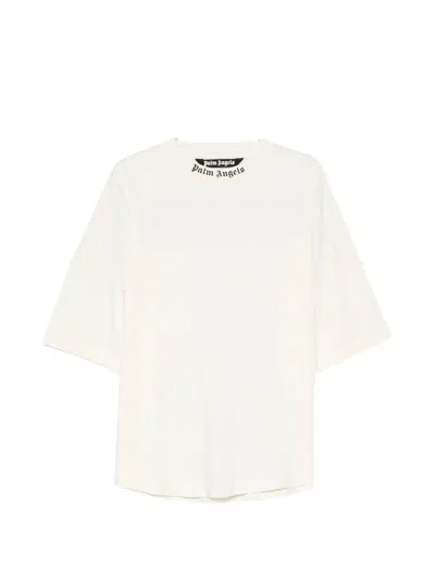 Palm Angels White Classic Logo Short-sleeve Cotton T-shirt