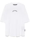 Palm Angels White Black Curved Logo T-shirt In White