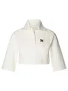 PALM ANGELS PALM ANGELS WHITE COTTON CROP POLO SHIRT