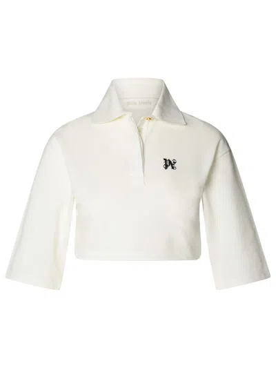 Palm Angels Polo Shirt With Monogram  Logo In White