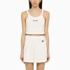 PALM ANGELS WHITE COTTON CROPPED TOP
