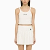 Palm Angels Embroidered Logo Crop Top With In White