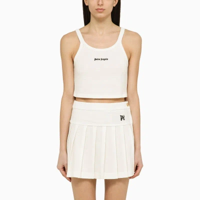 PALM ANGELS WHITE COTTON CROPPED TOP