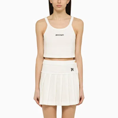 Palm Angels White Cotton Cropped Top Women