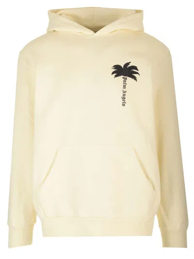 Palm Angels White Cotton Hoodie