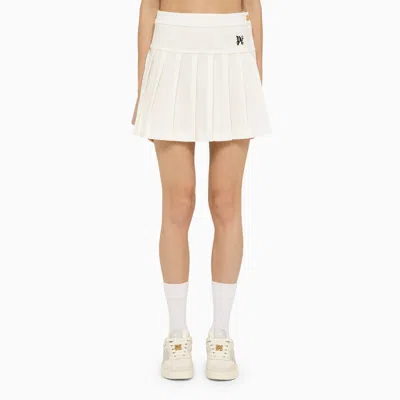 PALM ANGELS PALM ANGELS WHITE COTTON PLEATED MINI SKIRT