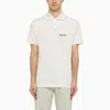 PALM ANGELS WHITE COTTON POLO SHIRT WITH LOGO