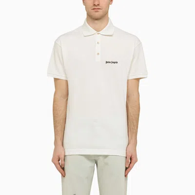 PALM ANGELS PALM ANGELS | WHITE COTTON POLO SHIRT WITH LOGO