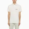 Palm Angels White Polo Shirt With Classic Collar And Logo On The Front