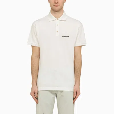 PALM ANGELS PALM ANGELS WHITE COTTON POLO SHIRT WITH LOGO MEN