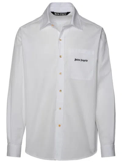 Palm Angels White Cotton Shirt In White/black