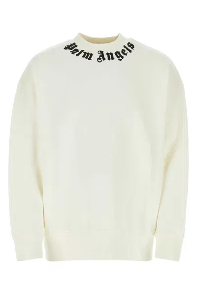 Palm Angels White Cotton Sweatshirt In 0310