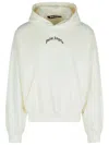 Palm Angels Cotton Hooded Sweatshirt Kangaroo Pocket In White