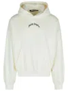 Palm Angels Cotton Hooded Sweatshirt Kangaroo Pocket In White