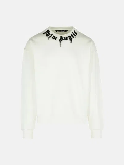 Palm Angels White Cotton Sweatshirt