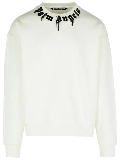 Palm Angels White Cotton Sweatshirt In Animal Print