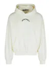 Palm Angels Cotton Hooded Sweatshirt Kangaroo Pocket In White