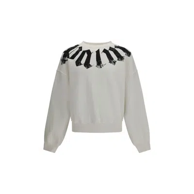 Palm Angels Logo Print Loose Fit Crewneck Sweatshirt In White