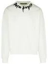 Palm Angels White Cotton Sweatshirt In Animal Print