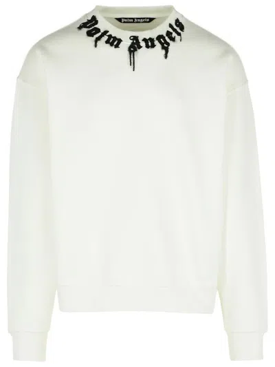 PALM ANGELS WHITE COTTON SWEATSHIRT
